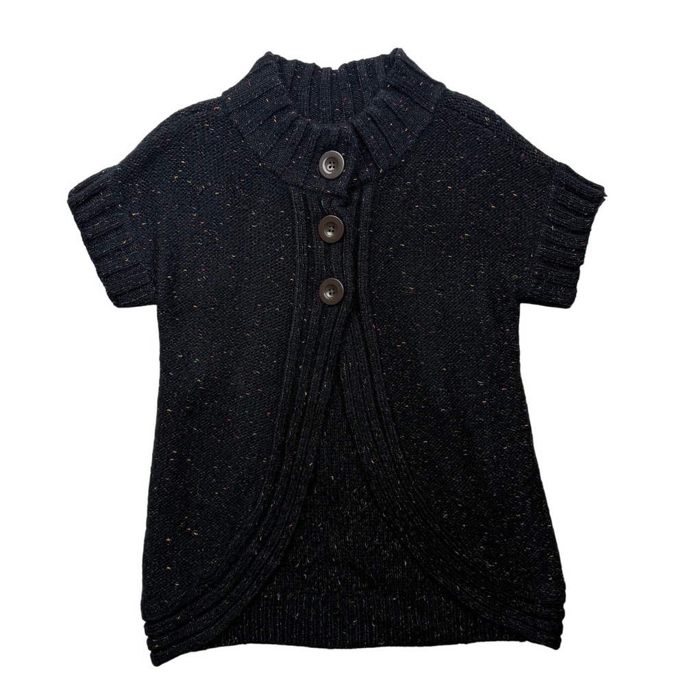 Decree Women's XL Black Multicolor Fleck Short Sleeve Sweater Cardigan